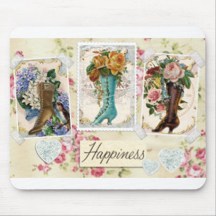 Vintage-Blumen in Stiefeln Mousepad