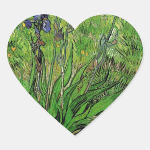 Vintage-Blumen, Iris von Vincent van Gogh Herz-Aufkleber
