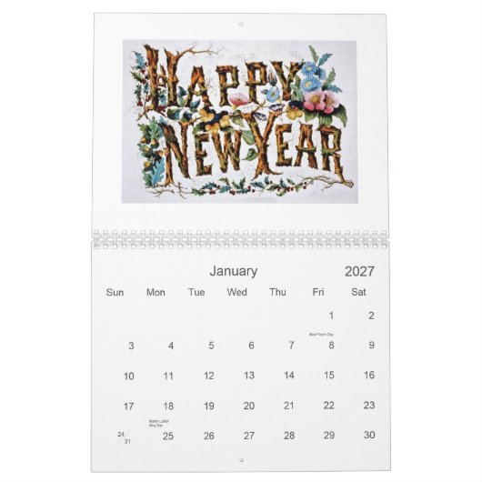 Vintage Blumen Kalender (Jan 2027)