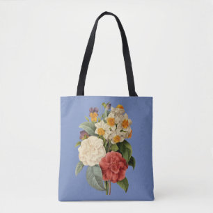 Vintage Blumen, Kamelien und Narzissen, Redoute Tasche