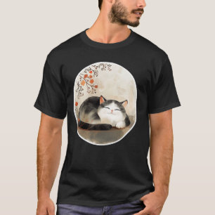 Vintage-Blumen-Kätzchen-Retro-Japanische-Kunst-Süß T-Shirt