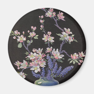 Vintage-Blumen, Kirschblüten-Blumen in einer Vase Magnet