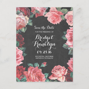 vintage Blumen Kreidetafel Save-the-Date Ankündigungspostkarte