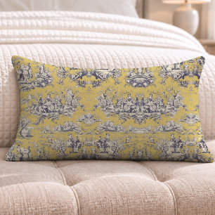 Vintage Blumen-Lackmustuch Toile de Jouy Lendenkissen