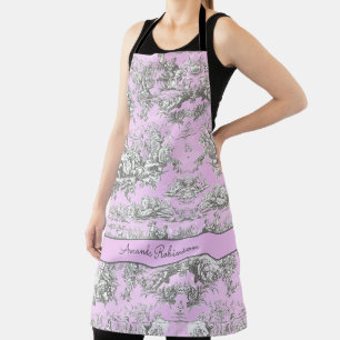 Vintage Blumen Lake Rosa Toile de Jouy Monogramm Schürze