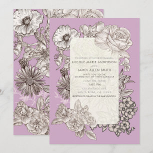 Vintage Blumen Lavendel Lila Moderne Hochzeit Einladung