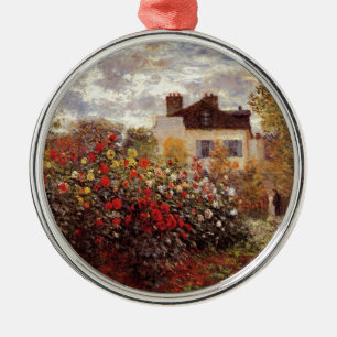vintage Blumen Monets Garten in Argenteuil Sonne Silbernes Ornament