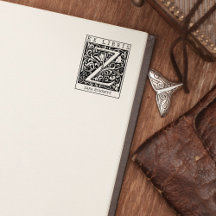 Vintage-Blumen-Monogramm-Buchstaben-Ex-Libris
