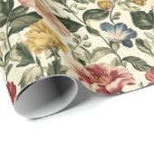 Vintage-Blumen-Monogramm Geschenkpapier (Rolleneckpunkt)