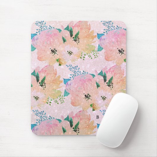 Vintage-Blumen-Monogramm-Mauspad Mousepad (Mit Mouse)
