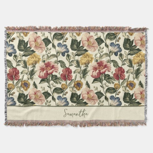 Vintage-Blumen-Monogramm-Name Decke (Vorderseite)