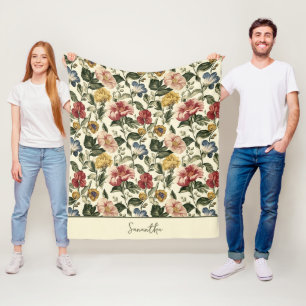 Vintage-Blumen-Monogramm-Name Fleecedecke