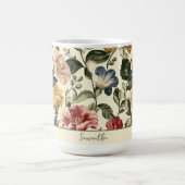 Vintage-Blumen-Monogramm-Name Kaffeetasse (Mittel)