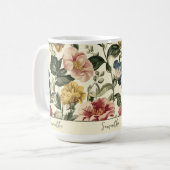 Vintage-Blumen-Monogramm-Name Kaffeetasse (Vorderseite Links)