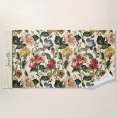 Vintage-Blumen-Monogramm-Name Strandtuch (Vorderseite)