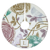 Vintage-Blumen-Monogramm Polyester Weihnachtsbaumdecke (Vorderseite)