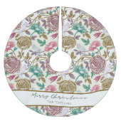 Vintage-Blumen-Monogramm Polyester Weihnachtsbaumdecke (Vorderseite)