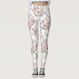 Vintage-Blumen nahtloses Muster: Rosen & Lavendel Leggings