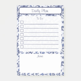 Vintage-Blumen-Notizblock in Blau 10x15 cm Post-it Klebezettel