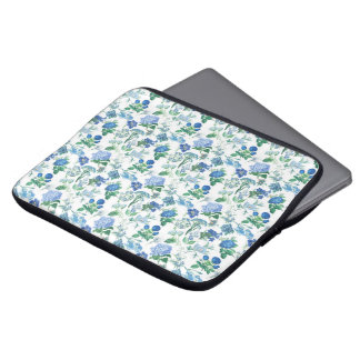 Vintage-Blumen-Notizbuch in Blau Laptopschutzhülle