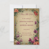 Vintage Blumen-Ornament-Romantik Save The Date (Vorderseite)