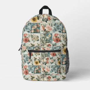 Vintage Blumen-Patchwork-Design Bedruckter Rucksack