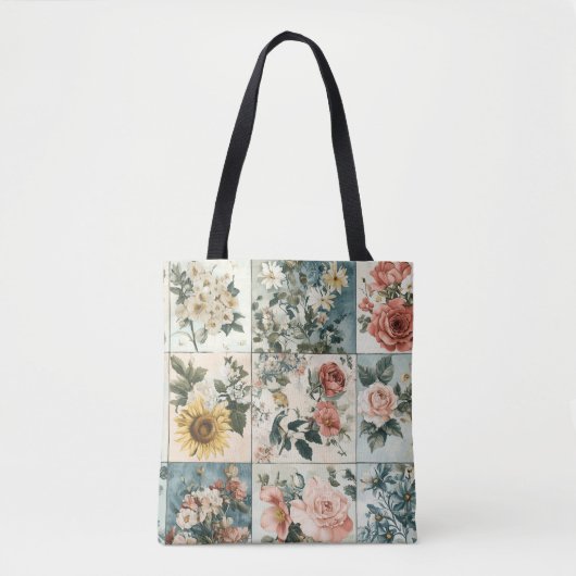 Vintage Blumen-Patchwork-Design Tasche (Vorderseite)