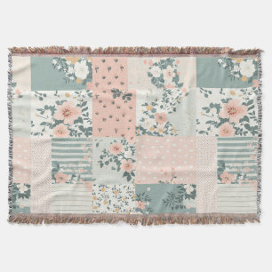 Vintage Blumen-Patchwork-Muster - Pastell Decke