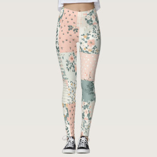 Vintage Blumen-Patchwork-Muster - Pastell Leggings