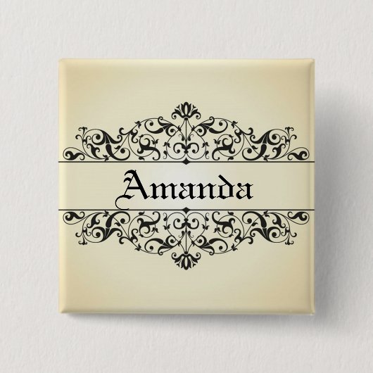 Vintage Blumen Personalisiert Button (Vorderseite)