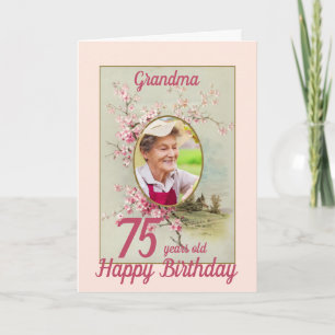Vintage-Blumen-Personalisierter-Geburtstagsfoto Karte