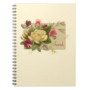 Vintage-Blumen-personalisiertes Notizbuch Notizblock