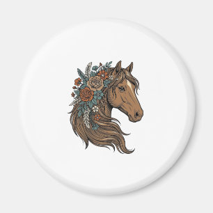 Vintage-Blumen-Pferdekopf-Vektordesign_1 Magnet