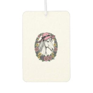 Vintage-Blumen-Pferdeporträt-Vektor-Kunst-Design Autolufterfrischer