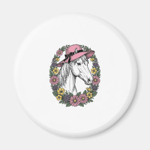 Vintage-Blumen-Pferdeporträt-Vektor-Kunst-Design Magnet