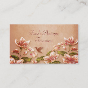 Vintage Blumen Pinke Azaleen auf Whiskey Retro Visitenkarte