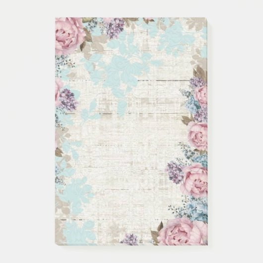 Vintage-Blumen-Post-it-Notizzettel Post-it Klebezettel (Vorderseite)