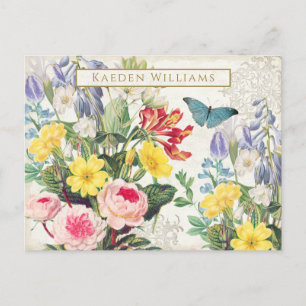 Vintage Blumen-Postkarte mit individuellem Text Postkarte