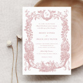 Vintage Blumen-Rahmen Vine Toile Rosa Hochzeit Einladung
