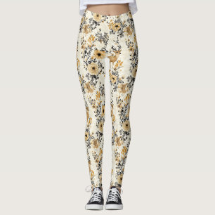 Vintage-Blumen-Rehkitz-Muster Leggings
