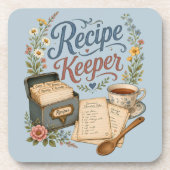 Vintage-Blumen-Rezeptbehälter Cottagecore Getränkeuntersetzer (Vorderseite)
