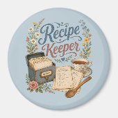 Vintage-Blumen-Rezeptbehälter Cottagecore Magnet (Vorne)