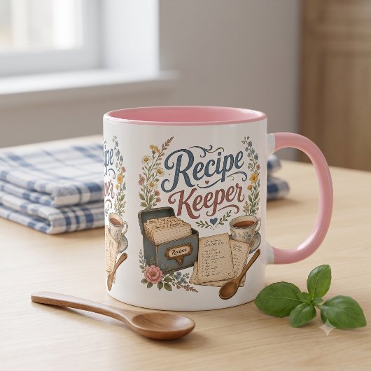 Vintage-Blumen-Rezeptsammlung Cottagecore Tasse