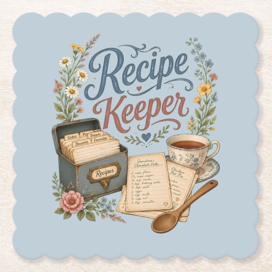 Vintage-Blumen-Rezeptsammlung Cottagecore Untersetzer (Vorderseite)