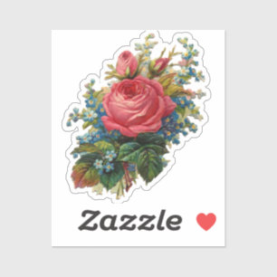 Vintage-Blumen rosa und blaue Rosen Floral Aufkleber