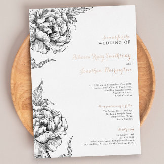 Vintage-Blumen-Roségoldene Folien-Hochzeits-Einlad Folieneinladung