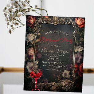 Vintage-Blumen-Rosen-Gotischer-Wein-Glas-Ruhestand Einladung
