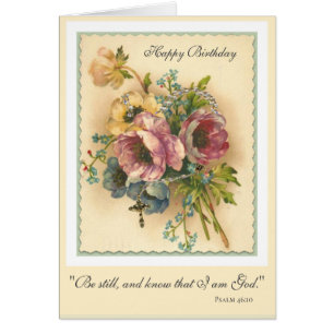 Vintage-Blumen-Rosenkranz-Geburtstag-religiöse Sch