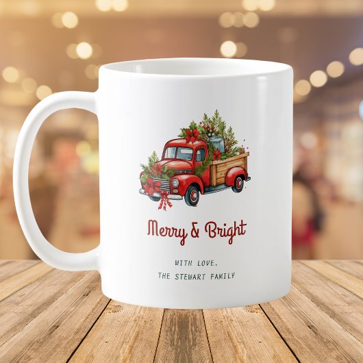 Vintage-Blumen-Rot-Weihnachts-LKW-Urlaubsgeschenk Kaffeetasse