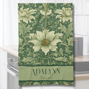 Vintage Blumen-Ruhestandsgeschenke für Mama Grün Geschirrtuch